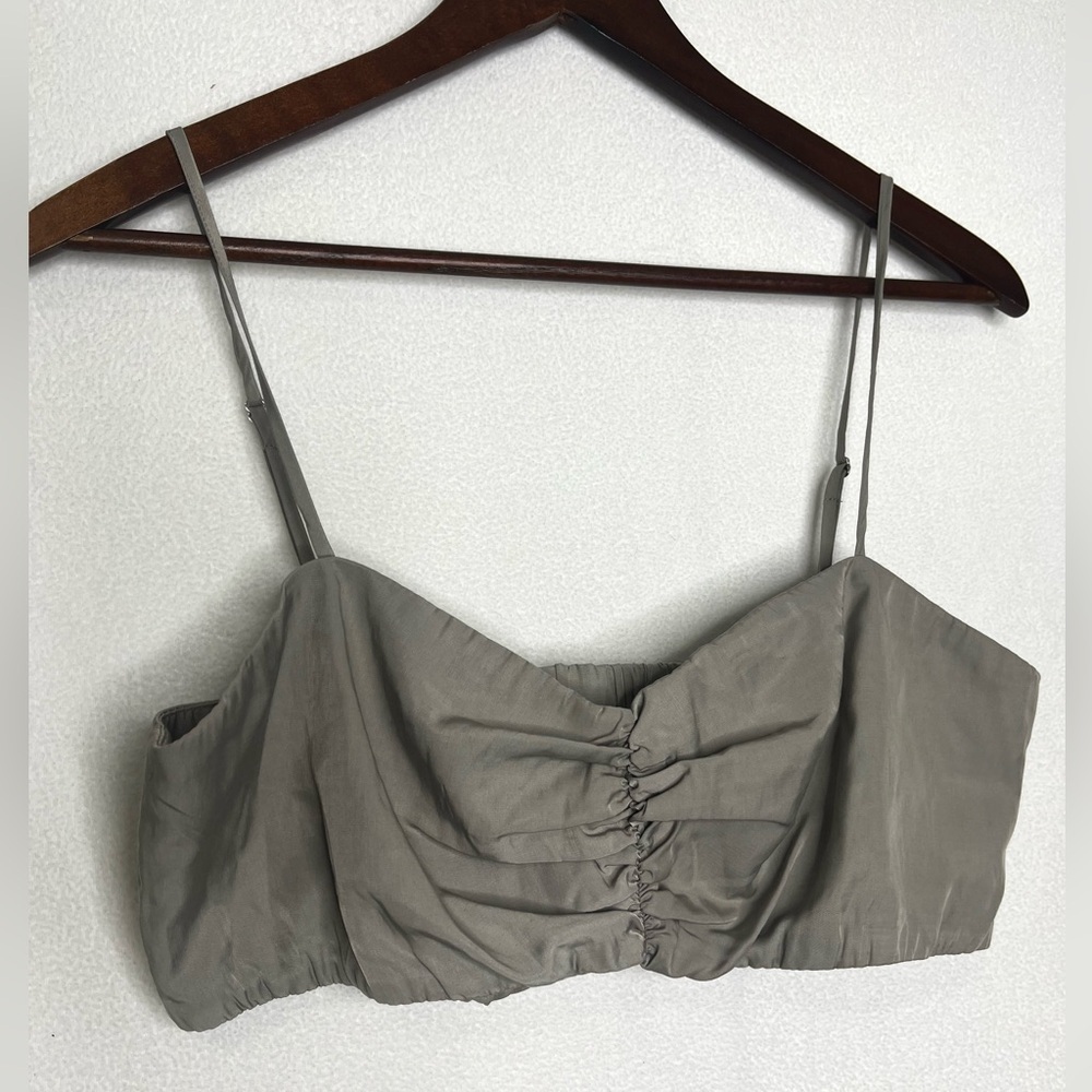 Dyamite Grey Ruched Crop Bralette Top Sz M